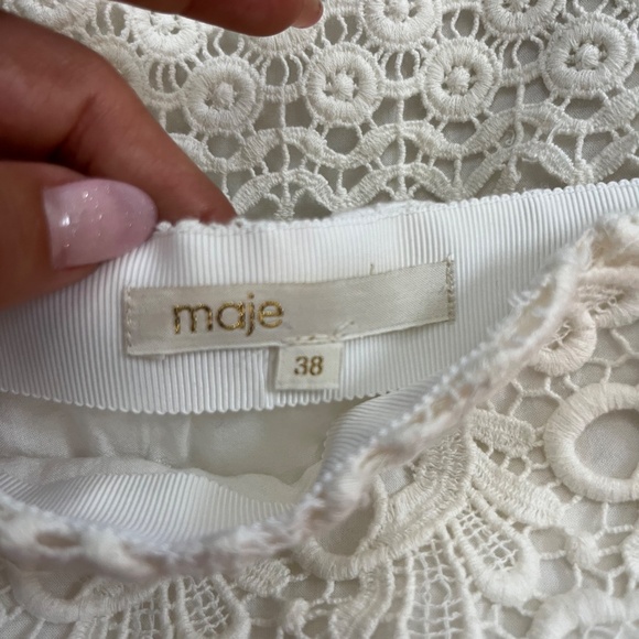 Maje Paris White Lace Mini Skirt with Sheer Details (FR 38 / US 6) - Picture 4 of 10